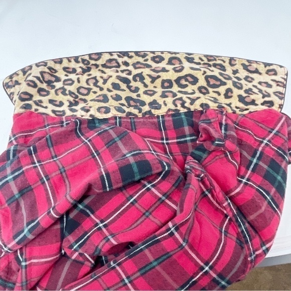 LAUREN RALPH LAUREN Women’s Red Blk Flannel Plaid Logo Button Up Night Shirt XS - Picture 8 of 9